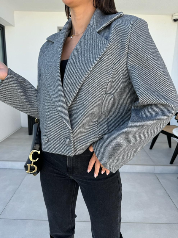 Blazers - Cropped Tweed Blazer for Every Occasion