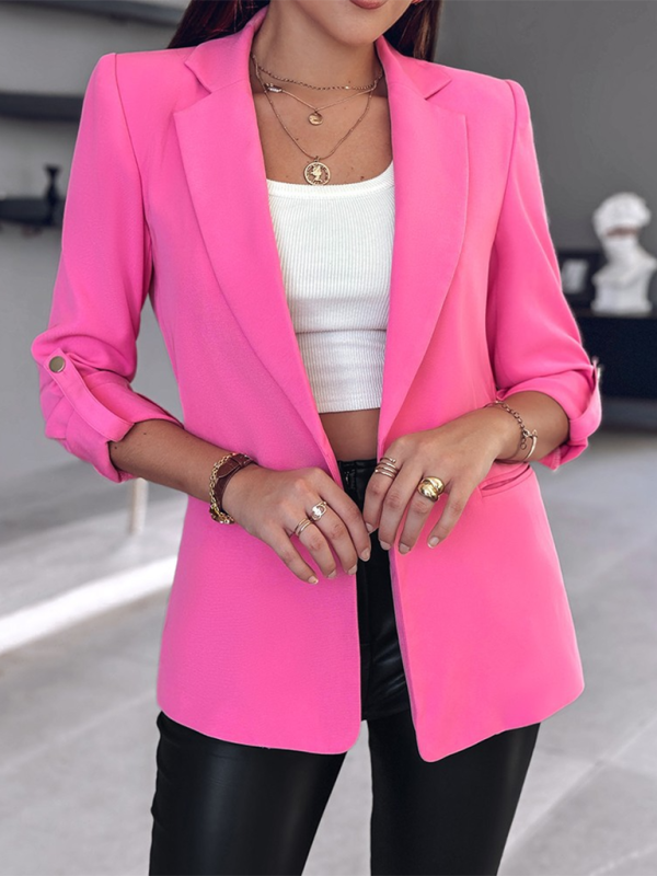 Blazers - Tailored Open-Front 3/4 Sleeve Blazer for Office