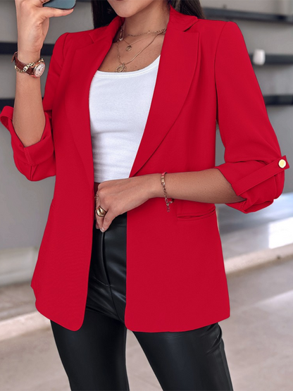 Blazers - Tailored Open-Front 3/4 Sleeve Blazer for Office