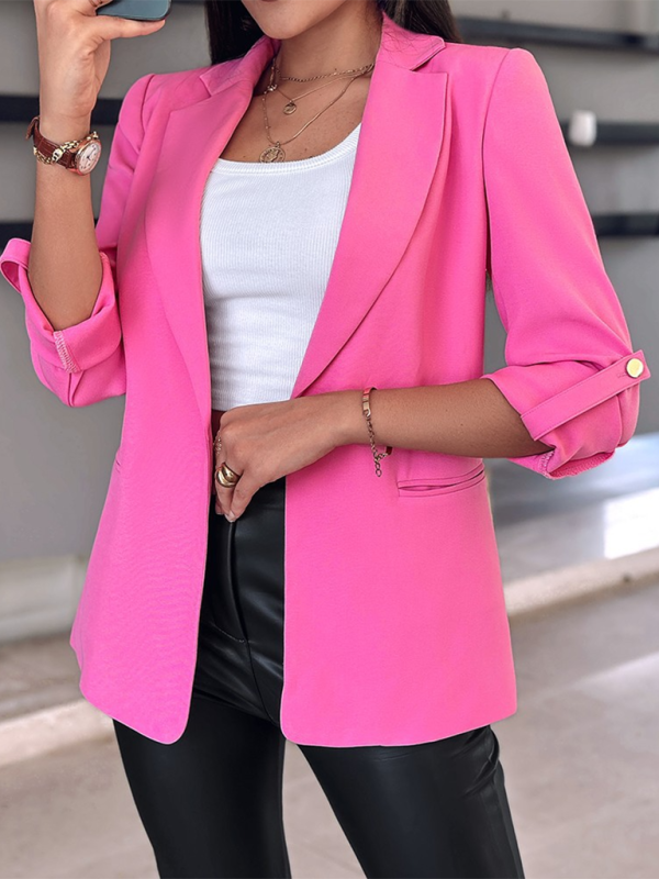 Blazers - Tailored Open-Front 3/4 Sleeve Blazer for Office