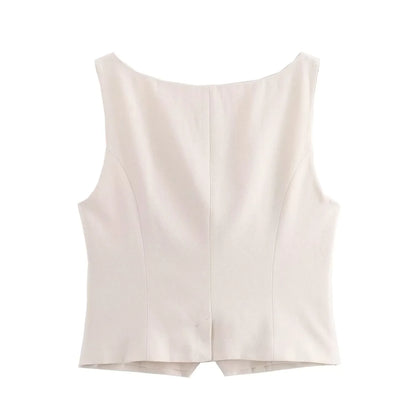 Blouses - Bow Crop Top for Artistic Evenings Tailored Cream Blouse