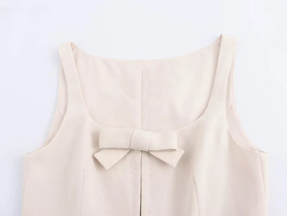 Blouses - Bow Crop Top for Artistic Evenings Tailored Cream Blouse