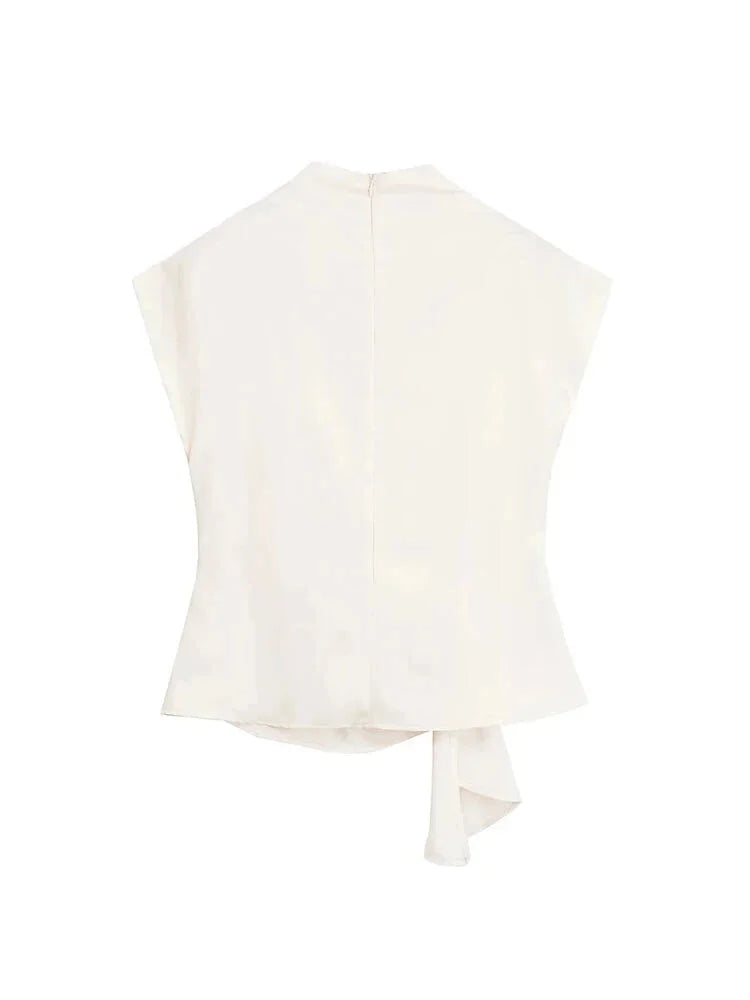 Blouses- Bow-Tie Mock Neck Blouse