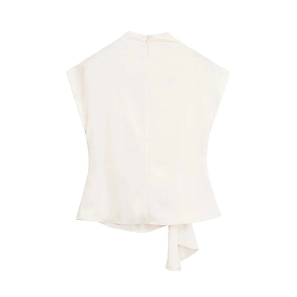 Blouses- Bow-Tie Mock Neck Blouse