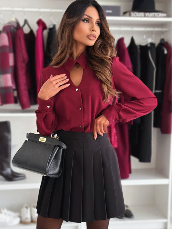 Blouses - Elegant Long Sleeve Office Shirt