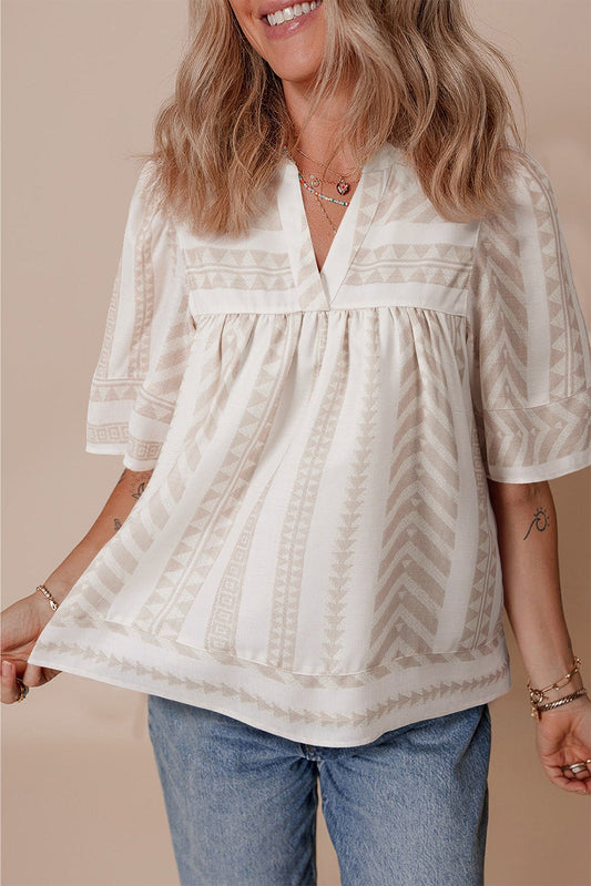 Blouses & Shirts - Geometric Jacquard Casual Blouse for Every Occasion