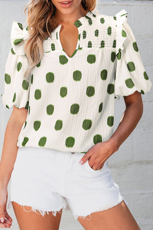 Blouses & Shirts - Casual Polka Dot Top for Everyday Wear