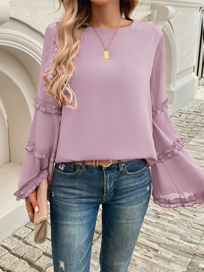 Blouses - The Ruffle Sleeve Blouse for Woman