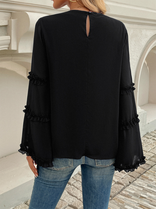 Blouses - The Ruffle Sleeve Blouse for Woman