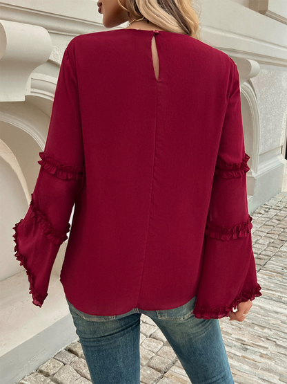 Blouses - The Ruffle Sleeve Blouse for Woman