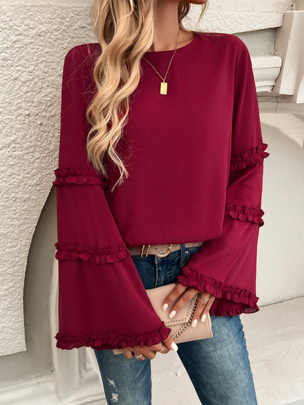 Blouses - The Ruffle Sleeve Blouse for Woman