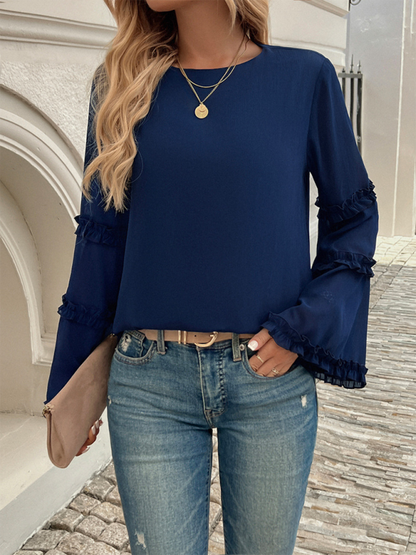 Blouses - The Ruffle Sleeve Blouse for Woman