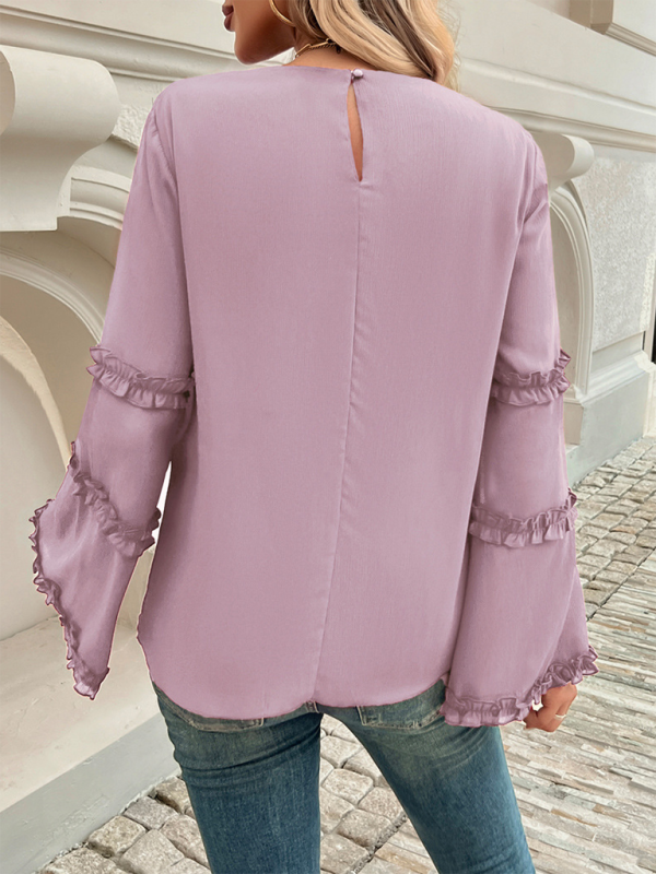 Blouses - The Ruffle Sleeve Blouse for Woman