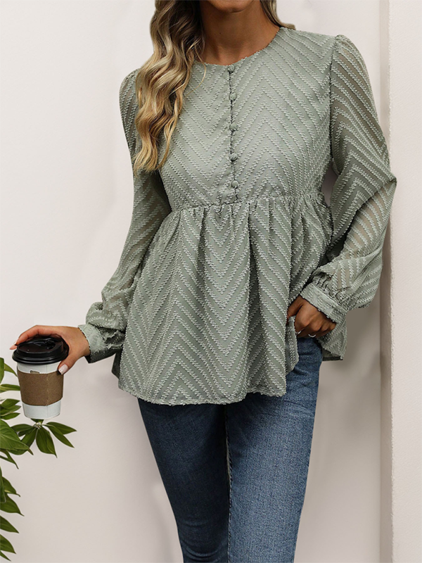 Damen Bluse mit Chevron-Struktur und langen Ärmeln