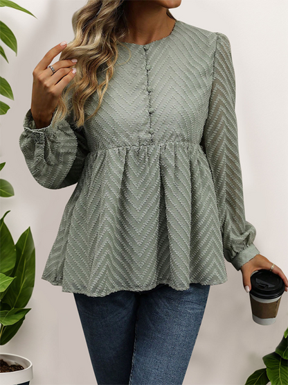 Damen Bluse mit Chevron-Struktur und langen Ärmeln