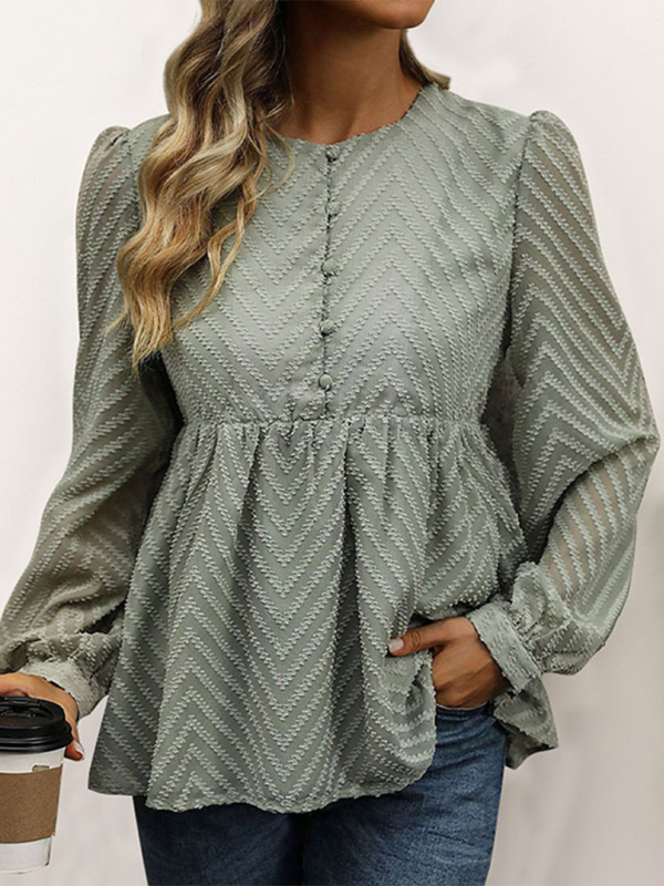 Damen Bluse mit Chevron-Struktur und langen Ärmeln