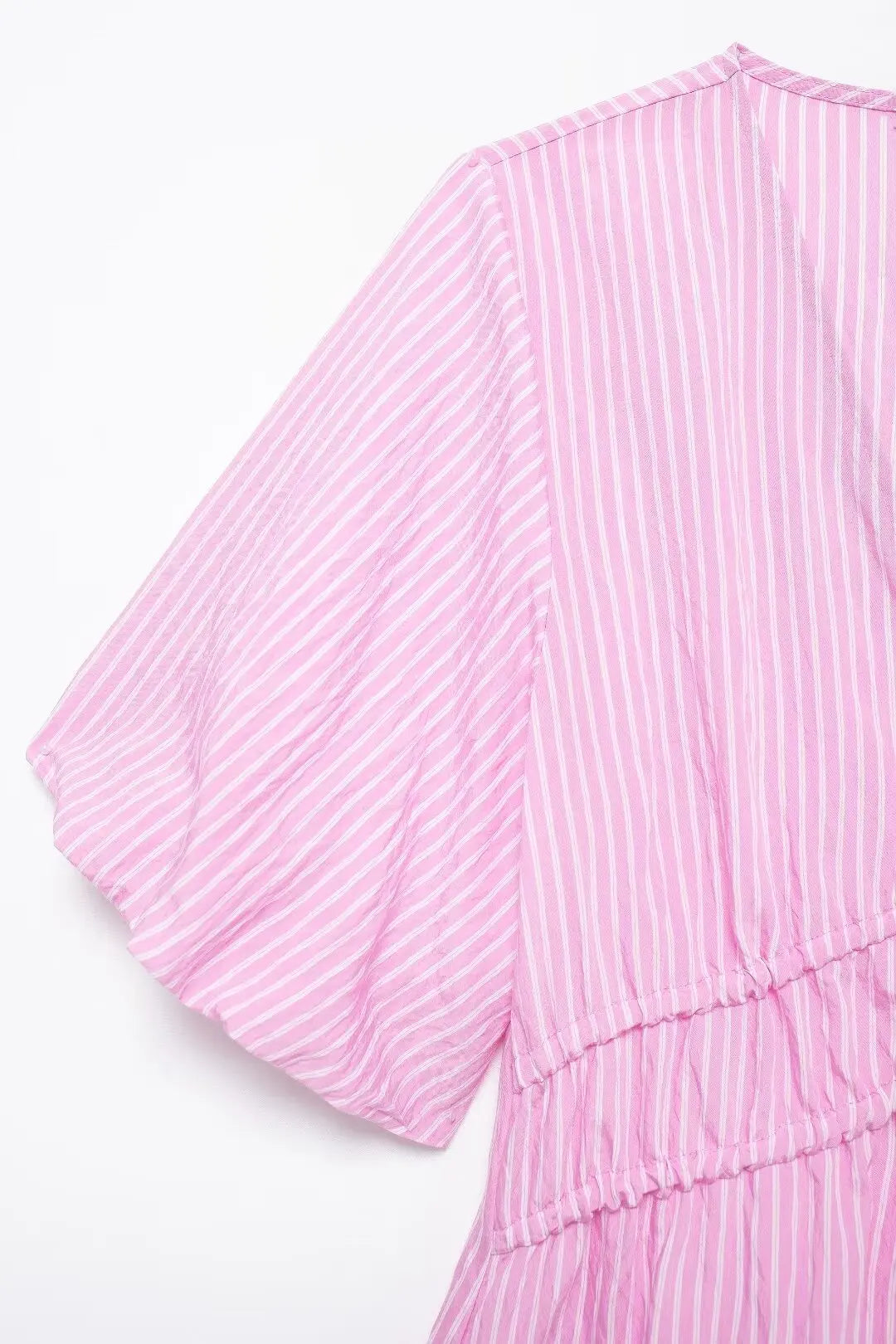 Blouses- Women Pink Peplum Striped Blouse for Spring- - Pekosa Women Fashion