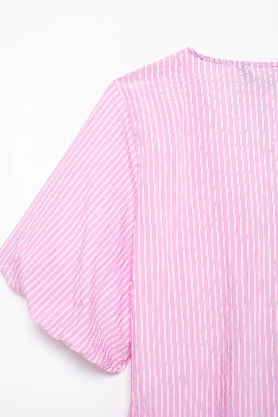 Blouses- Women Pink Peplum Striped Blouse for Spring- - Pekosa Women Fashion