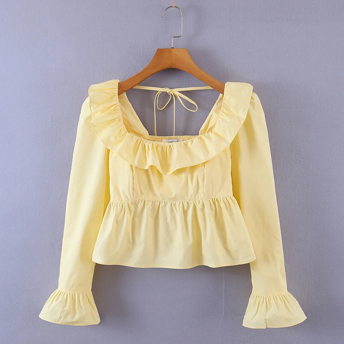 '- Women Vintage-Inspired Peasant Top - Ruffled Square Neck Blouse- - Chuzko Women Clothing