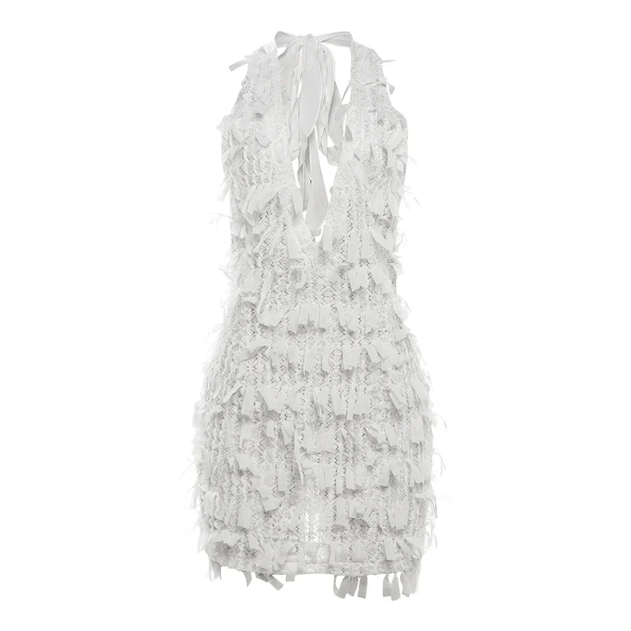 Bodycon Dresses- Summer Plunging Fringe Dress- - Pekosa Women Fashion