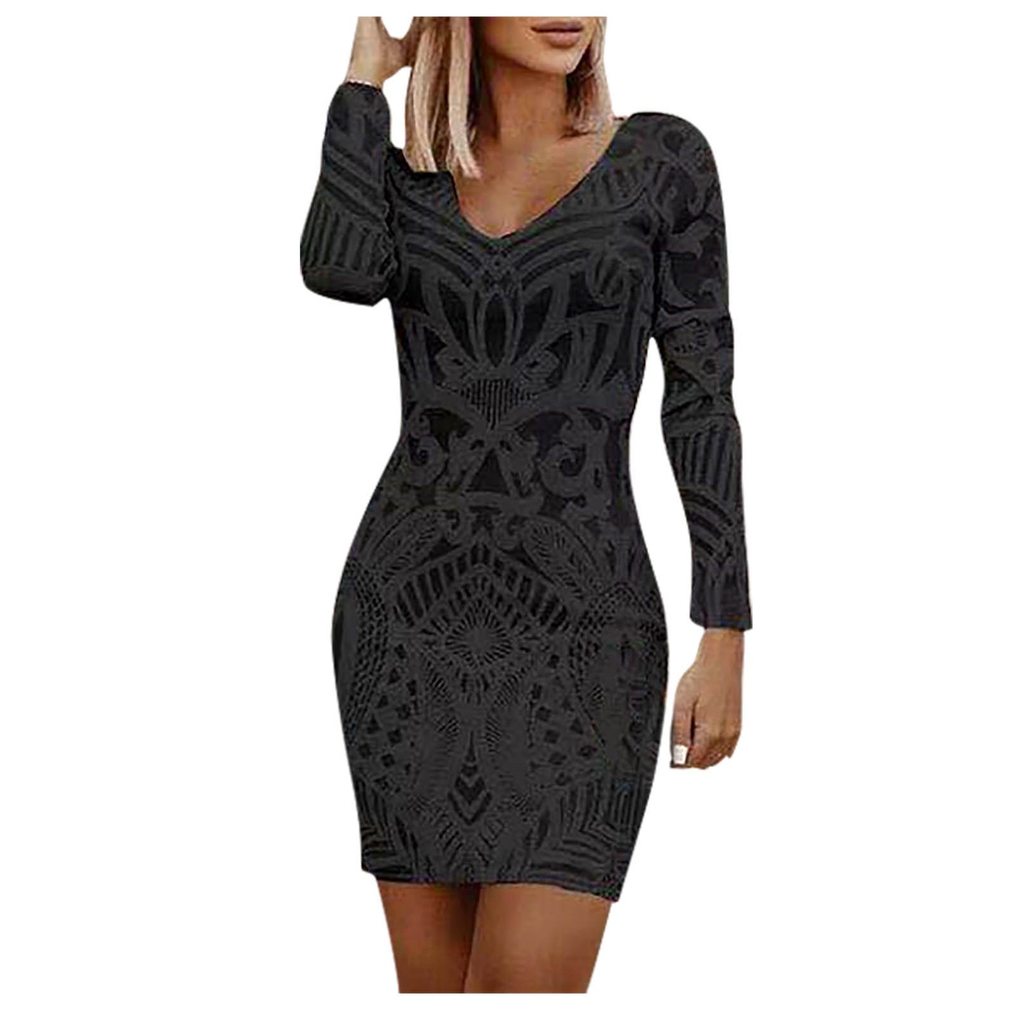 Bodycon Mini Dresses- Sleek and Slim Geometric Mini Dress Evening Wear