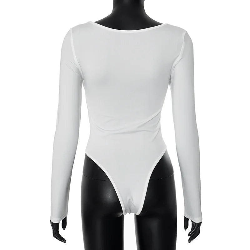 Bodysuits - Modern Long Sleeves Square-Neck Bodysuit for Every Occasion