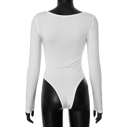 Bodysuits - Modern Long Sleeves Square-Neck Bodysuit for Every Occasion