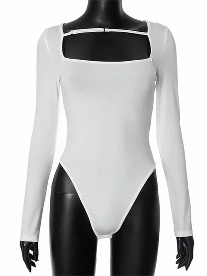 Bodysuits - Modern Long Sleeves Square-Neck Bodysuit for Every Occasion