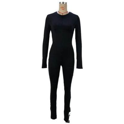 Bodysuits - Sleek Zip-Up Long Sleeve Bodysuit for Day & Night