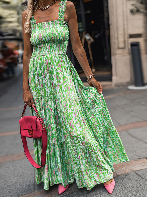 Garden Women's Boho Floral Maxi Dress with Smocked Cami Top