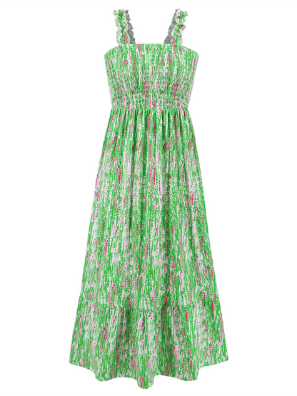 Garden Women's Boho Floral Maxi Dress with Smocked Cami Top