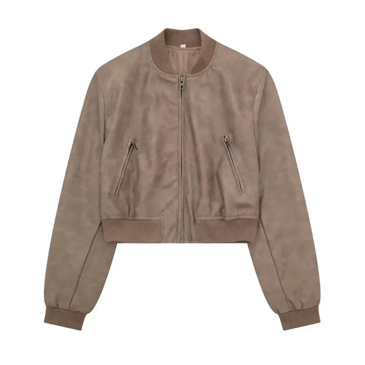 Bomber Jackets - Aviator Leatherette Jacket Urban Suede Bomber