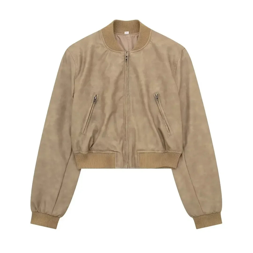 Bomber Jackets - Aviator Leatherette Jacket Urban Suede Bomber