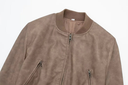 Bomber Jackets - Aviator Leatherette Jacket Urban Suede Bomber