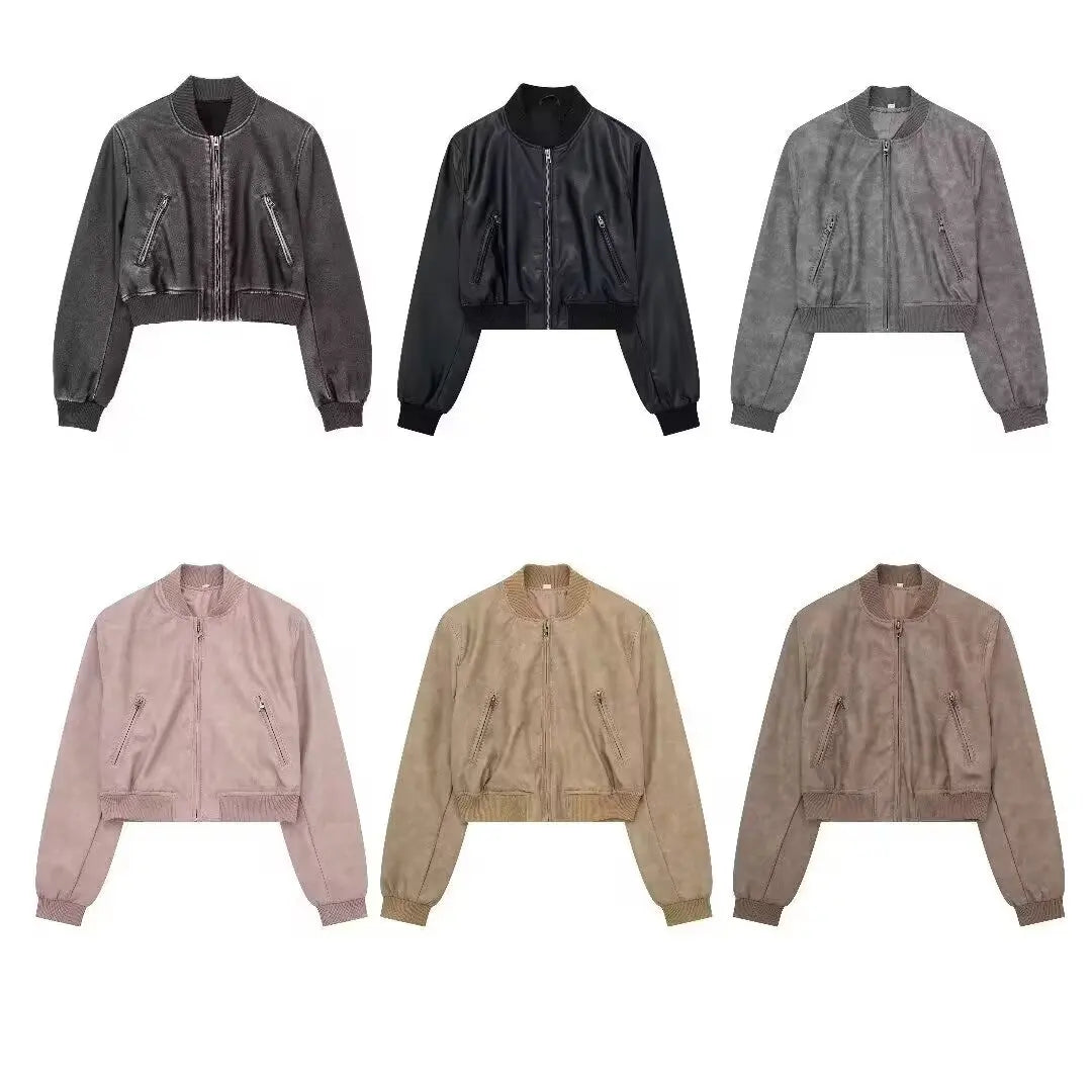 Bomber Jackets - Aviator Leatherette Jacket Urban Suede Bomber