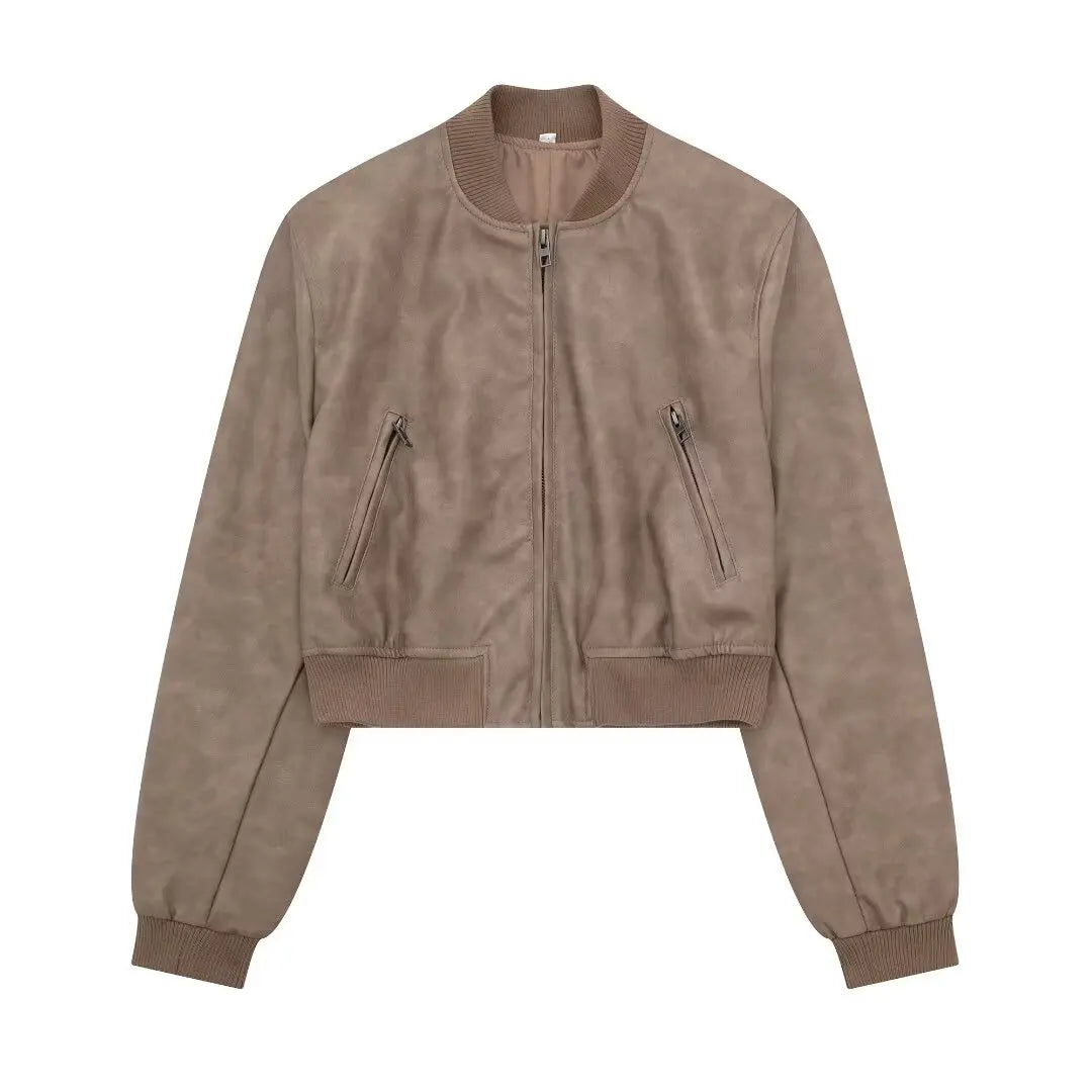 Bomber Jackets - Aviator Leatherette Jacket Urban Suede Bomber