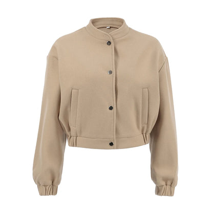 Bomber Jackets - Cropped Bomber Trucker-style Jacket for Women