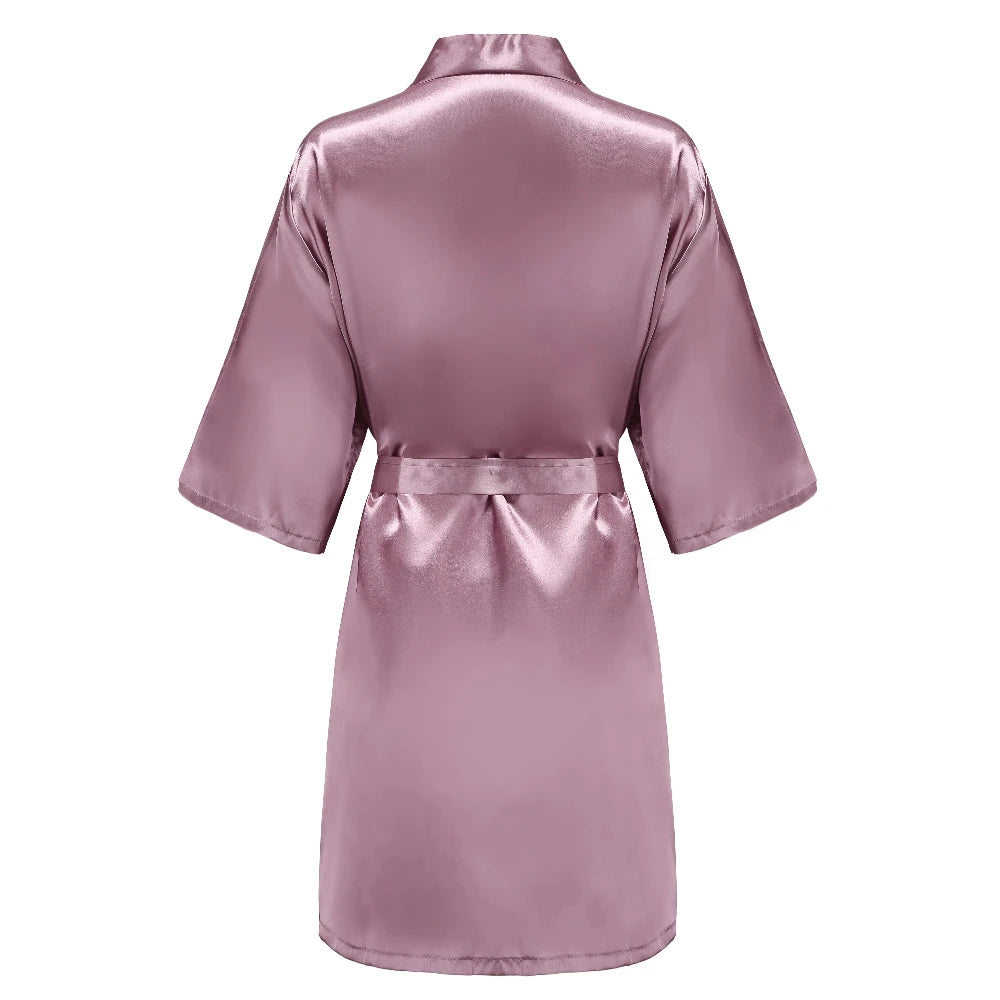 Bridal Shower Party - Custom Rose Pink Satin Wedding Robe – Bride and Team Edition