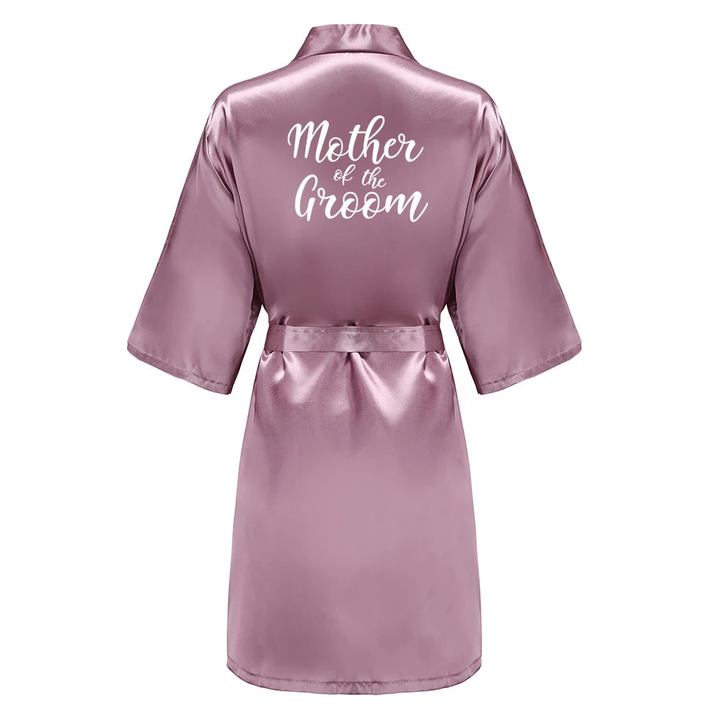 Bridal Shower Party - Custom Rose Pink Satin Wedding Robe – Bride and Team Edition