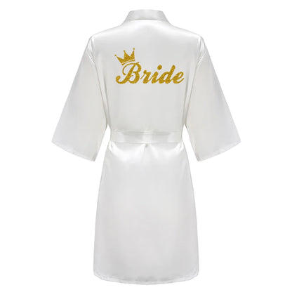 Bridal Shower Party - Custom Rose Pink Satin Wedding Robe – Bride and Team Edition