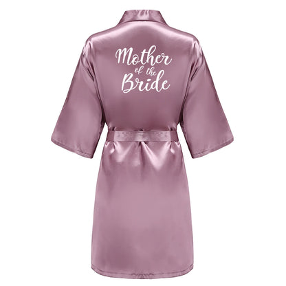 Bridal Shower Party - Custom Rose Pink Satin Wedding Robe – Bride and Team Edition