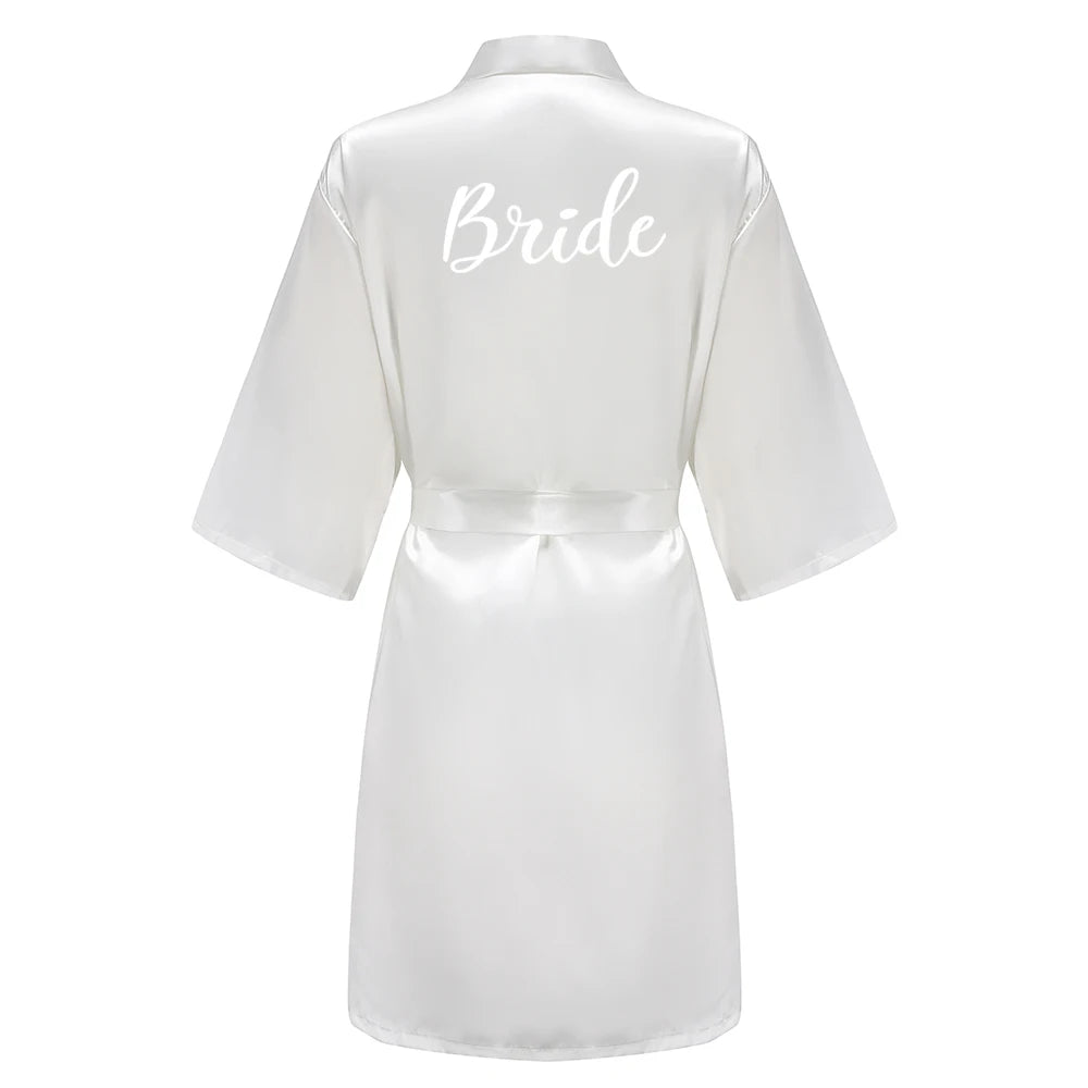 Bridal Shower Party - Custom Rose Pink Satin Wedding Robe – Bride and Team Edition