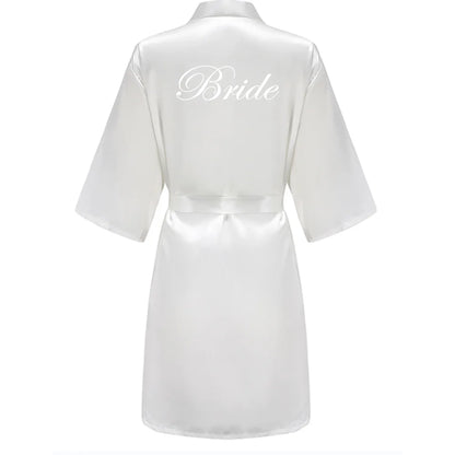 Bridal Shower Party - Custom Rose Pink Satin Wedding Robe – Bride and Team Edition