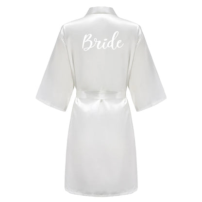 Bridal Shower Party - Custom Rose Pink Satin Wedding Robe – Bride and Team Edition