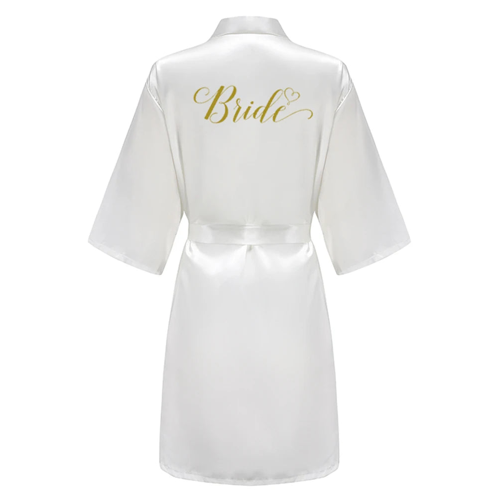 Bridal Shower Party - Custom Rose Pink Satin Wedding Robe – Bride and Team Edition