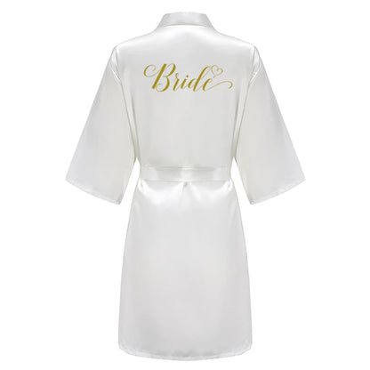 Bridal Shower Party - Custom Rose Pink Satin Wedding Robe – Bride and Team Edition