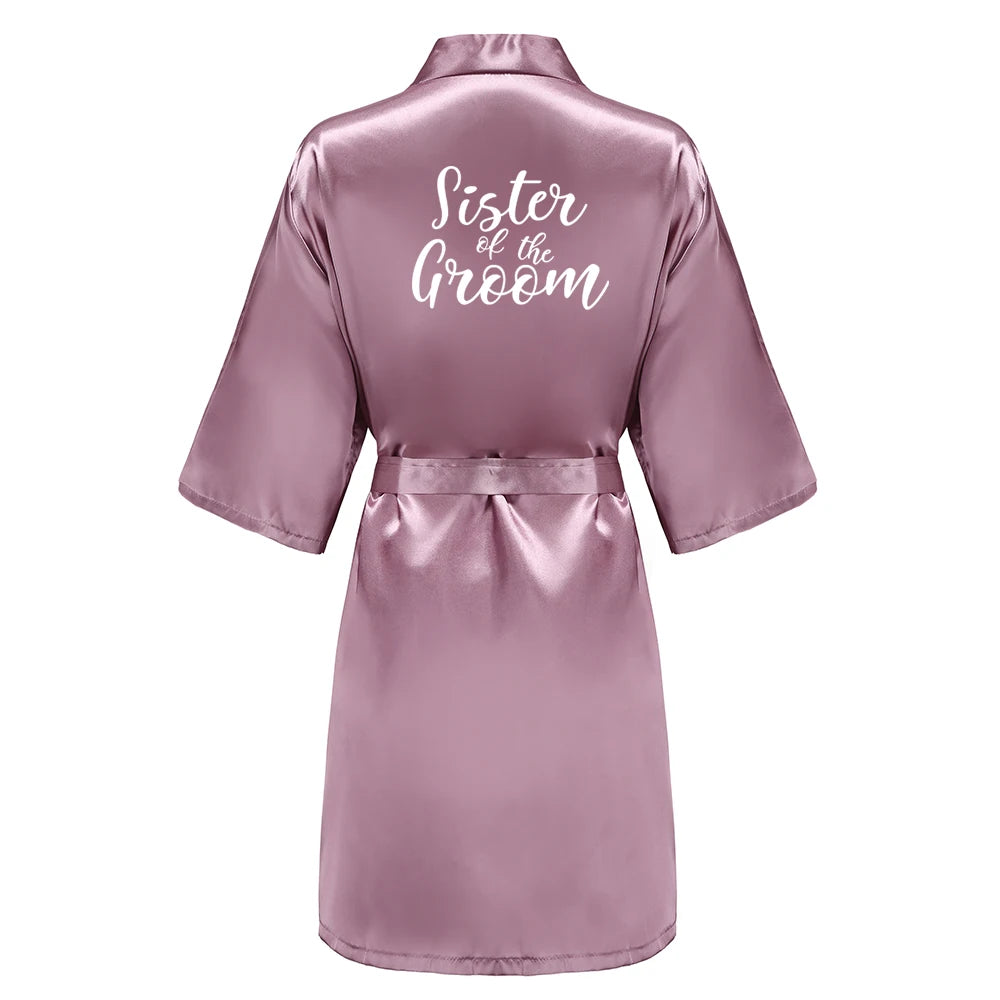 Bridal Shower Party - Custom Rose Pink Satin Wedding Robe – Bride and Team Edition