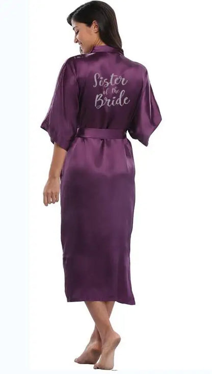 Bridal Shower Party - Royal Purple & White Satin Bridal Party Robes Set