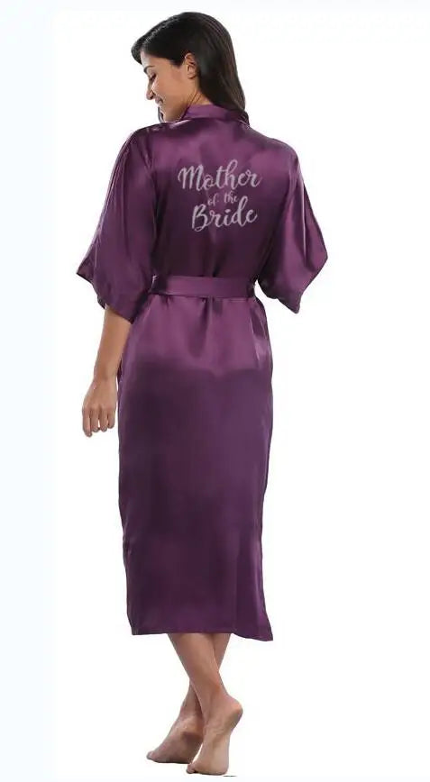 Bridal Shower Party - Royal Purple & White Satin Bridal Party Robes Set