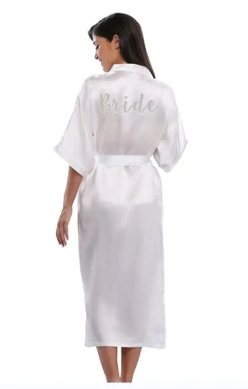 Bridal Shower Party - Royal Purple & White Satin Bridal Party Robes Set